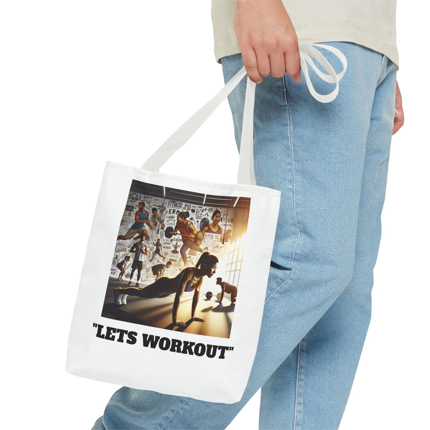 Fitness Tote Bag - "Let's Workout" Motivational Gym Bag