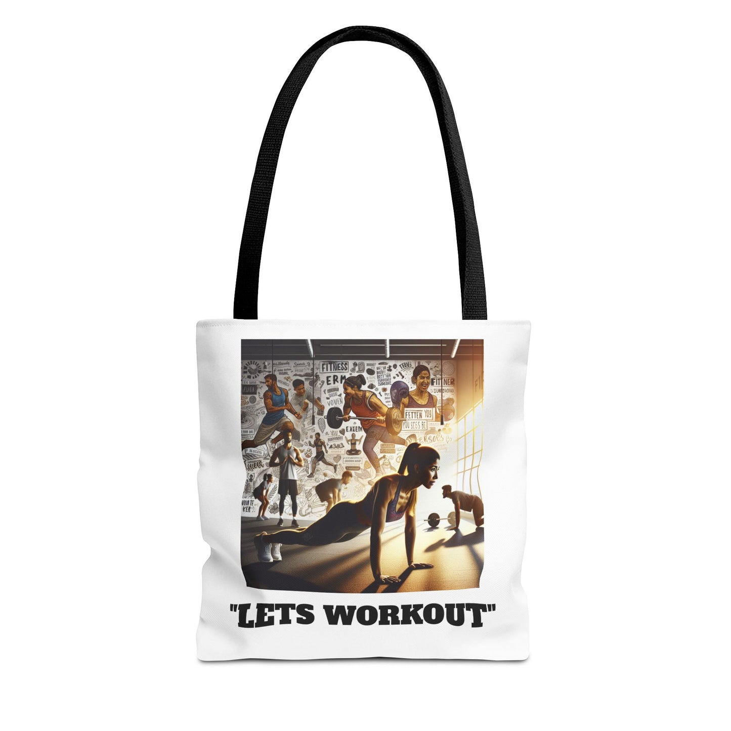 Fitness Tote Bag - "Let's Workout" Motivational Gym Bag