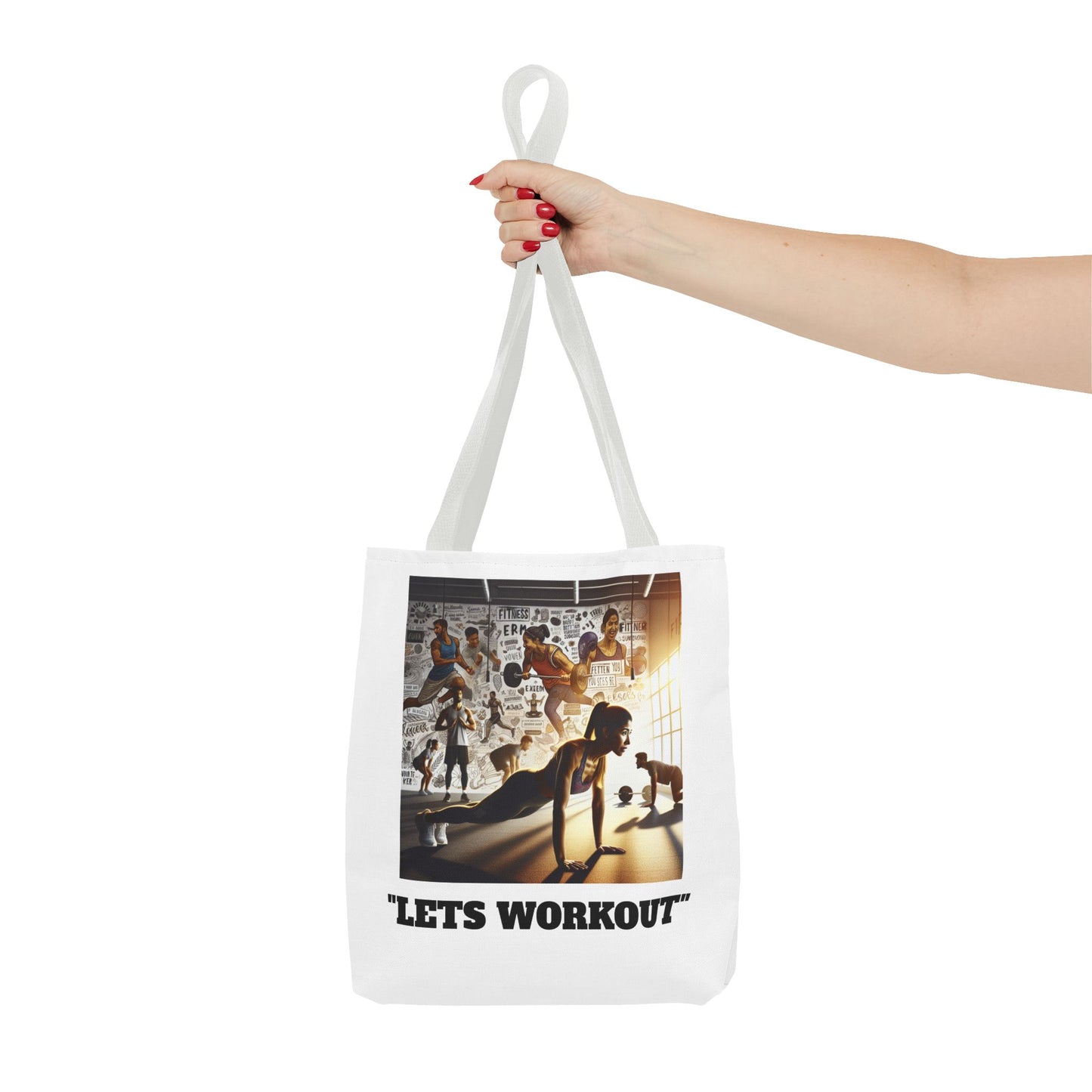 Fitness Tote Bag - "Let's Workout" Motivational Gym Bag