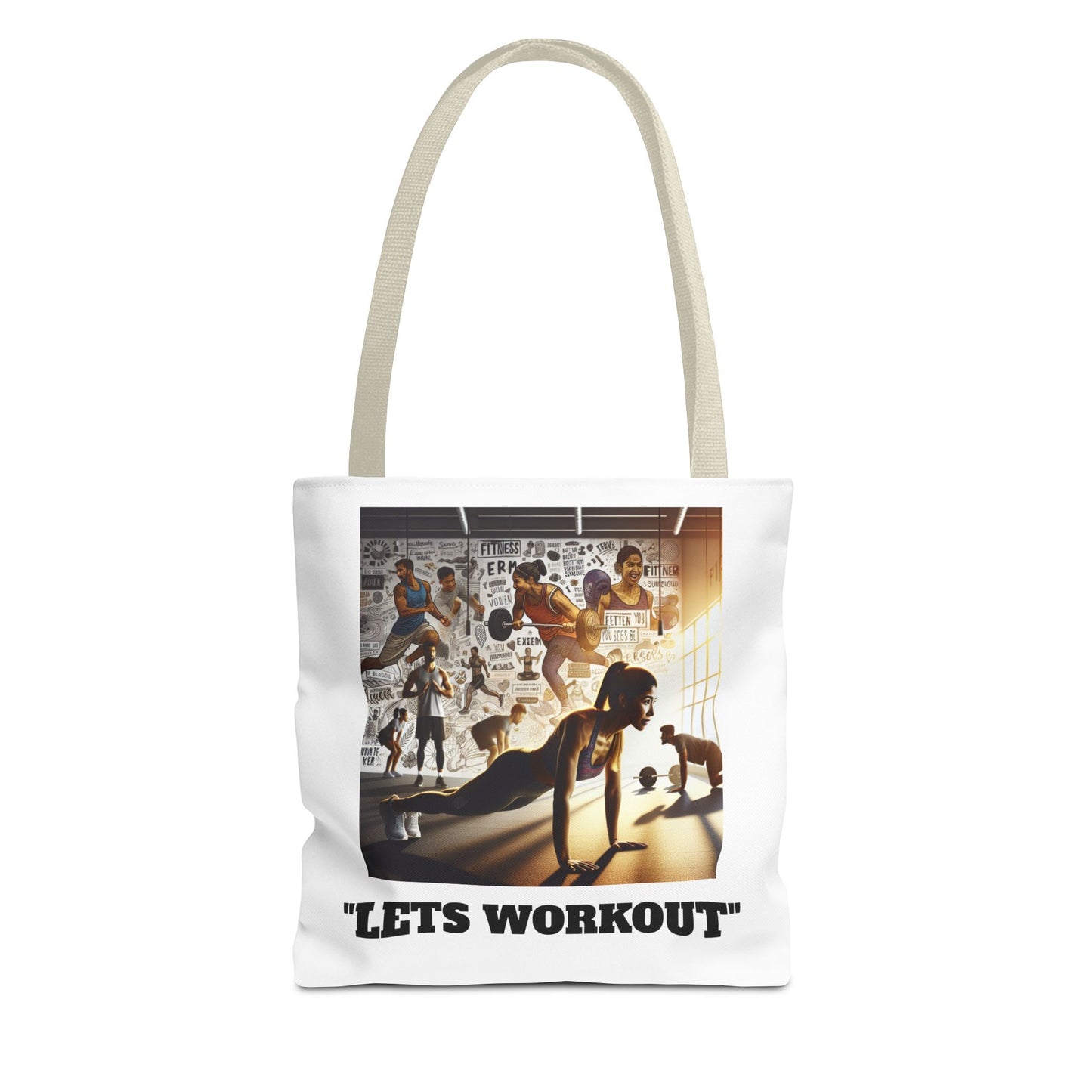 Fitness Tote Bag - "Let's Workout" Motivational Gym Bag