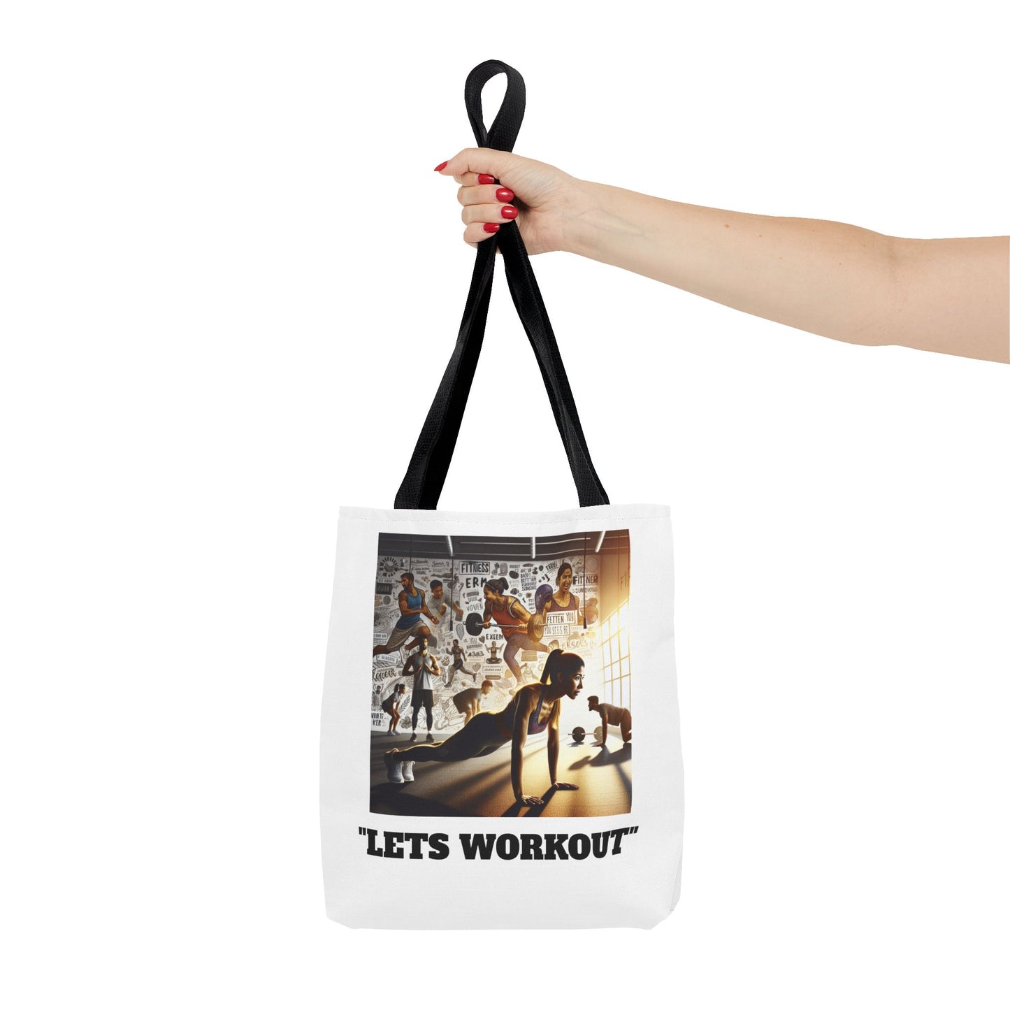 Fitness Tote Bag - "Let's Workout" Motivational Gym Bag