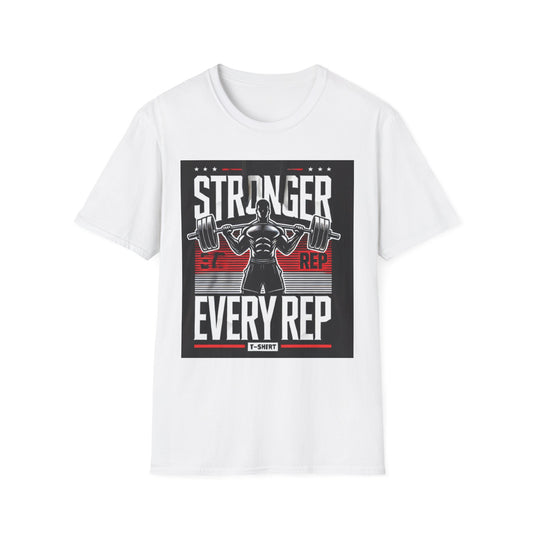 Stronger Every Rep Unisex Softstyle T-Shirt - Fitness Motivation Tee