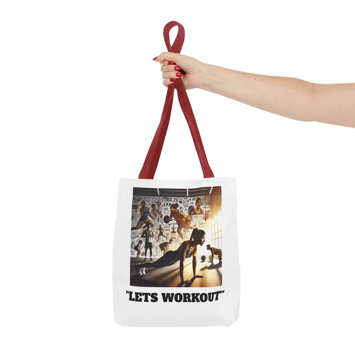 Fitness Tote Bag - "Let's Workout" Motivational Gym Bag