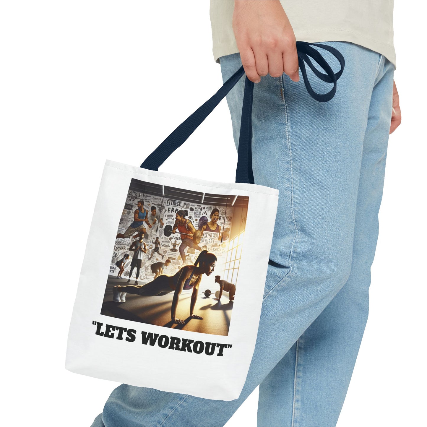 Fitness Tote Bag - "Let's Workout" Motivational Gym Bag