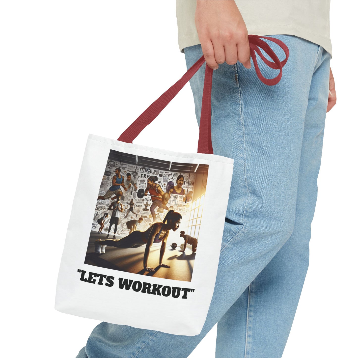 Fitness Tote Bag - "Let's Workout" Motivational Gym Bag