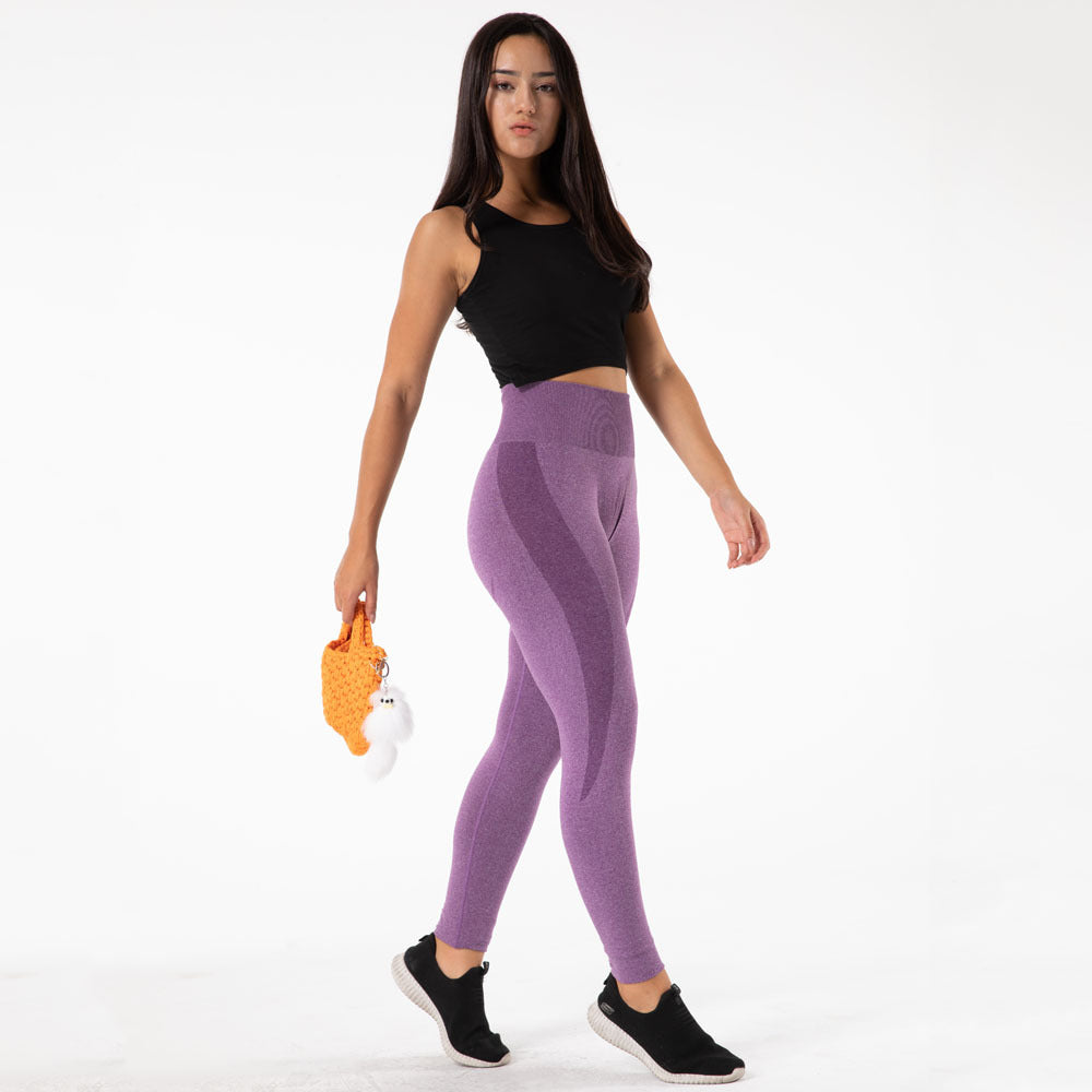 Female Fitness High Waist Seamless Tight Purple Workout Sports Fitness Yoga Pants